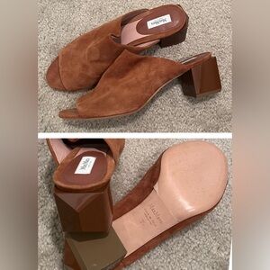 MaxMara suede mules with geometric heel